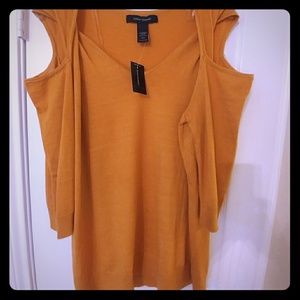 Ashley Stewart Yellow Cold Cold Shoulder Top